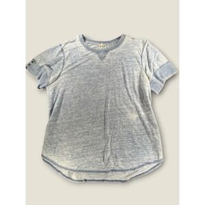 Jane and Delaney Womens 2X Blue Acid Wash Short Sleeve Top Curved Hem Casual Tee